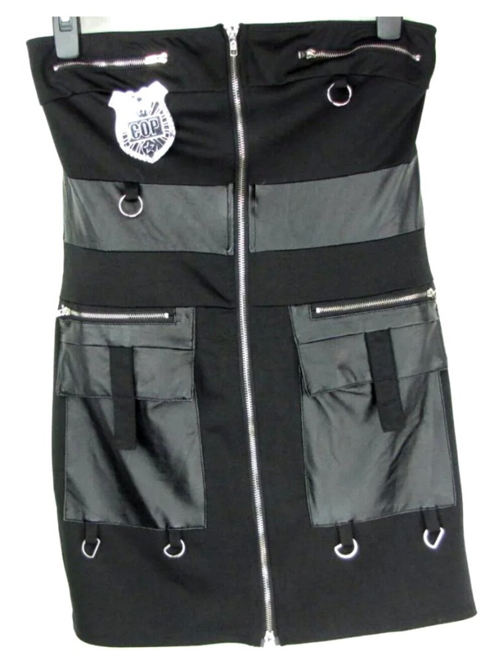 SALE! Police Goth Black Short Midi Skirt